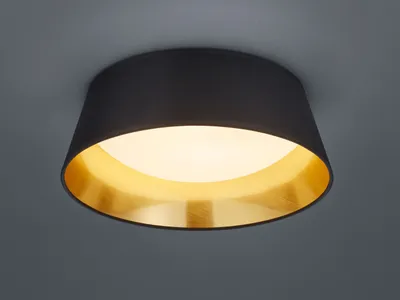 Produktbild von LED Deckenleuchte PONTS mit Stofflampenschirm Ø34cm Höhe 12cm in schwarz/gold