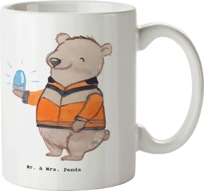 Produktbild von Mr. & Mrs. Panda Kaffeebecher Rettungssanitäter Herz - Weiß - Geschenk, Tasse, keramik, Becher, Teetasse, Kaffeetasse