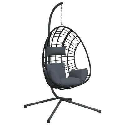 Image de vidaXL Fauteuil suspendu design oeuf avec support Anthracite Rotin et acier