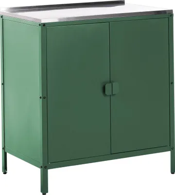 Produktbild von BELIANI Outdoor-Küchenschrank Grün Stahl 80 x 50 x 90 cm mit Edelstahlplatte Modern für Garten Draußen Außenbereich Ausstattung Outdoor-Küchenmöbel