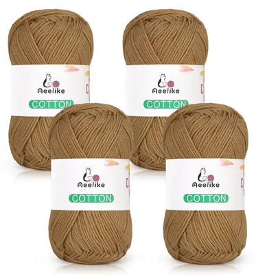 Obrázok produktu pre Bavlna, priadza, 4-nitá, hnedá, 4 x 250 gramov, vhodná na pletenie a háčkovanie