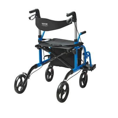 Immagine prodotto di Telaio deambulatore rollator VEVOR, portata 136 kg, altezza seduta 55 cm, blu