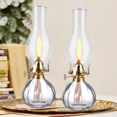 Obrázek produktu pro Skleněné petrolejové lampy do interiéru – sada 2 kusů – průhledné petrolejové lampy – sklo – klasické petrolejové lampy