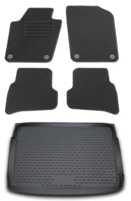 Gummi-Kofferraumwanne + Fußmatten Set für VW Polo 6R, Bj. 12/2009-, schwarz