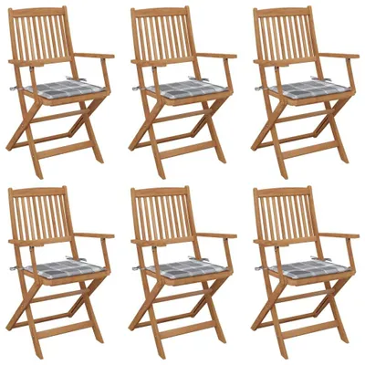 Produktbild von Klappbare Gartenstühle 6 Stk. mit Kissen Massivholz Akazie