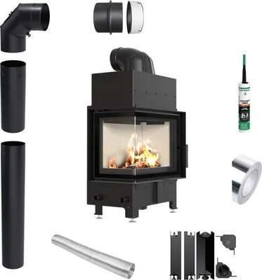 Immagine prodotto di Inserto per caminetto KRATKI FLOKI S left 8 kW fi 160 Set con tubi