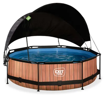 Produktbild von EXIT Wood Rahmenpool ø300, Aufstellpool, mit Filterpumpe & Sonnensegel, Rund, Braun