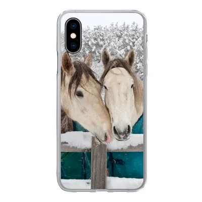 Produktbild von MuchoWow® Handyhülle Schutzhülle Hülle für iPhone X Pferde - Decke - Schnee Silikon Softcase Handy Hülle - Handyhülle