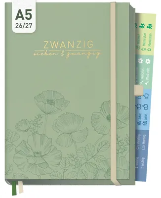 Produktbild von Business-Timer Deluxe 2026/2027 / 17 Monate / A5 / Green Poppy / Häfft-Verlag