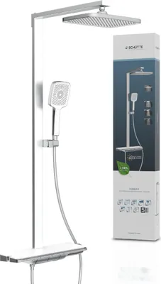 Produktbild von 60585 HAWAII Überkopfbrause-Set, Chrom/Weiß, mit Thermostatarmatur