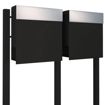 Produktbild von Briefkastenanlage Manhattan for Two in Schwarz mit Edelstahlklappe