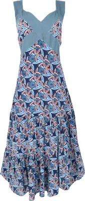 Produktbild von Boho Sommerkleid, Maxikleid, Langes Strandkleid - Blau, Damen, Viskose, Größe: S