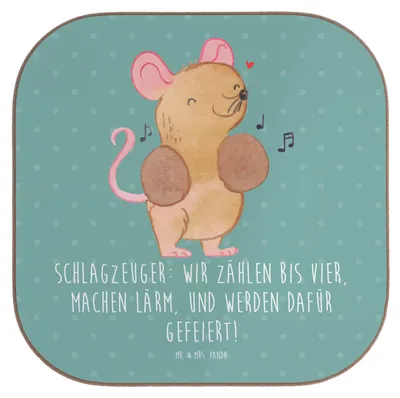 Produktbild von Mr. & Mrs. Panda Holzuntersetzer Schlagzeuger Stolz - Meeresbrise - Geschenk, Musik, Coaster, Untersetzer Gläser, Musiker, Konzert, bieruntersetzer, Beats, Lernen, Band