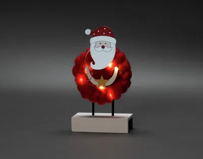 Produktbild von Konstsmide LED Holzsilhouette "Santa mit Baumwolle", rot, 6H Timer, 6 warm weiße Dioden, batteriebetrieben, Innen, Batterie: 2 x AA 1,5V (exkl.) - 3267-550