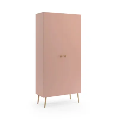 Produktbild von NATURA Kleiderschrank 87cm 5 Fächer Pastellrosa Boho Echtholz Buche Soft-Close