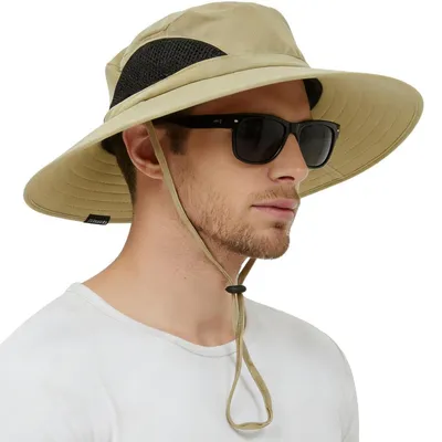 Immagine prodotto di Cappello da sole unisex, protezione UV UPF 50+, pieghevole, color kaki, taglia 56-61 cm
