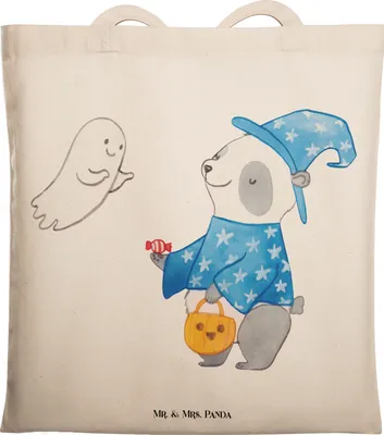 Produktbild von Mr. & Mrs. Panda Jutebeutel Panda Zauberer - Transparent - Geschenk, Laptoptasche, Stoffbeutel, Beutel, Halloween, Gespenst, Tote Bag, Trick Or Treat, dokumententasche