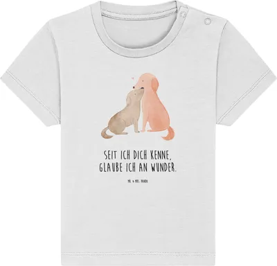 Produktbild von Mr. & Mrs. Panda Organic Baby Shirt Hunde Liebe 0. - 6. Monat - Weiß - Geschenk, Herz, Jerseyshirt, Kurzarmshirt, Kleinkind T-Shirt, Hund, Optimitisch, Verliebt, Sprüche