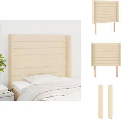 Produktbild von vidaXL Kopfteil mit Ohren Creme 103x16x118/128 cm Stoff -  Kopf- & Fußenden