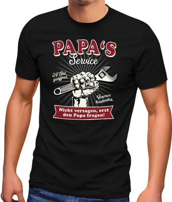 Produktbild von Herren T-Shirt Papa's / Opa's Service 24 Stunden geöffnet Geschenke zum Vatertag Spruch lustig Moonworks® Papa schwarz XL