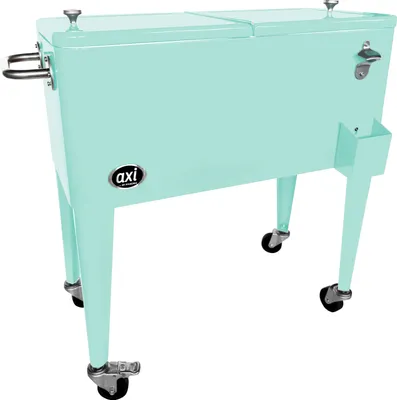 Produktbild von AXI Retro Getränkekühler Minzfarbe | Kühlwagen / Kühler mit Rollen - 76 liter | Fahrbare Kühlbox für den Garten / Outdoor
