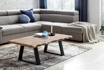 Produktbild von WOHNLING Couchtisch GAYA Massivholz Akazie 115 x 60 cm Baumstamm Wohnzimmertisch