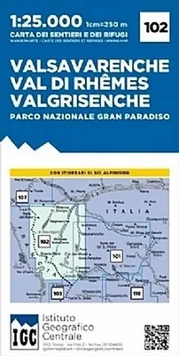 Produktbild von IGC Italien 1 : 25 000 Wanderkarte 102 Valsavarenche