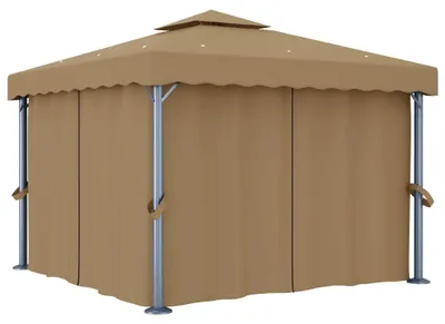 Produktbild von vidaXL Pavillon mit Vorhang 3x3 m Taupe Aluminium
