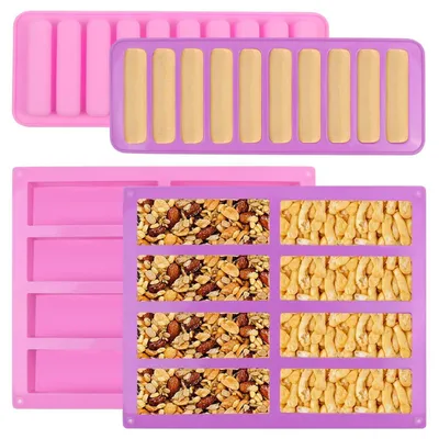 Produktbild von Silikon Backform für Müsliriegel und Schokoriegel, 4er Set, Antihaftbeschichtet