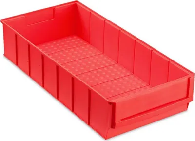 Produktbild von Rote Industriebox 400 B | HxBxT 8,1x18,3x40cm | 4,7 Liter| Sichtlagerkasten, Sortimentskasten, Sortimentsbox, Kleinteilebox