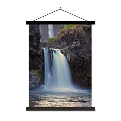 Produktbild von MuchoWow® Textilposter Wasserfall - Wasser - Felsen 60x80 cm mit schwarzem Rahmen - Plakathalter