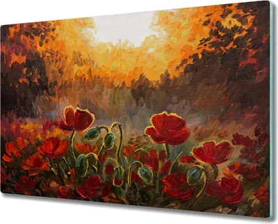 Produktbild von Coloray Herdabdeckplatte 80x52 cm Schneidebrett Kochplattenabdeckung Küchenbrett Hackbrett - Malerei Blumen