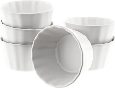 Obrázok produktu pre Sada 6 porcelánových dezertných misiek na muffiny - dizajn vlny biela