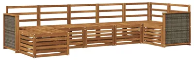 Image de Ensemble de canapés d'angle vidaXL, 6 pièces, bois massif d'acacia naturel