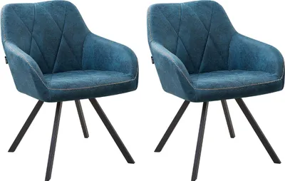 Produktbild von BELIANI Esszimmerstuhl 2er Set seeblau Polsterbezug Retro-Stil