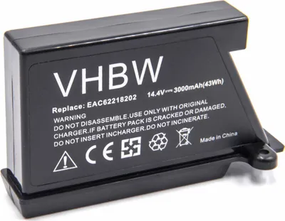 Produktbild von vhbw Akku kompatibel mit LG Hom-Bot VR62601LV, VR6260, VR6180VMNC, VR6172LVM, VR6173LVM, VR6174LVM Staubsauger Schwarz (3000 mAh, 14,4 V, Li-Ion)