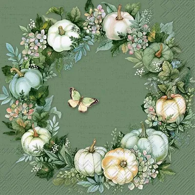 Produktbild von PUMPKIN WREATH Green Lunch-Servietten L1012320
