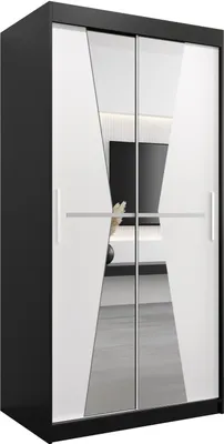 Produktbild von Kleiderschrank, Schiebetürenschrank Schlafzimmer, Schrank mit Spiegel MAROKO 100 cm