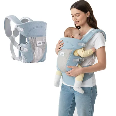 Produktbild von Atmungsaktiv Babytrage für Neugeborene, Ergonomische M-Babytrage für Kleinkind bis 20kg, Blau