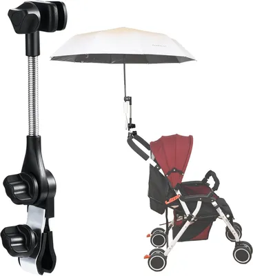 Zdjęcie produktu dla Uniwersalny uchwyt na parasol do wózków dziecięcych, buggy, rowerów, regulowany o 360°, elastyczny zacisk