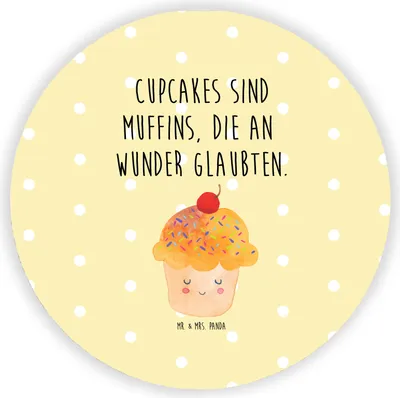 Produktbild von Mr. & Mrs. Panda Kühlschrankmagnet Cupcake - Gelb Pastell - Geschenk, magnet für pinwand, pinnwand, Muffin, Wunder, kühlschrank, Küche Deko, Motivation Sprüche, Lustige