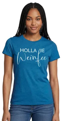 Produktbild von Spreadshirt Holla Die Weinfee Lustiger Spruch Wein Frauen T-Shirt, M, Antikblaues Saphir meliert