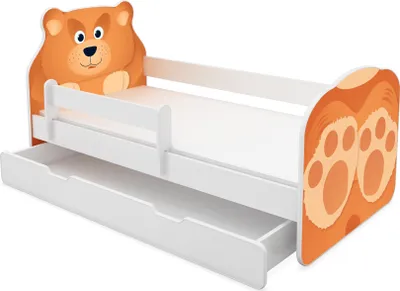 Zdjęcie produktu dla ACMA Animals VII łóżko dziecięce łóżko młodzieżowe łóżko młodzieżowe kompletny zestaw z materacem zabezpieczenie przed wypadnięciem stelaż listwowy (05 miś, 160x80 cm + podstawa łóżka)