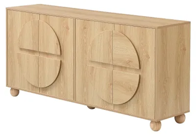 Image de Buffet effet bois naturel à 4 portes, étagères réglables 160cm