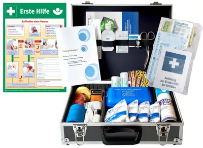 Produktbild von Sport-Betreuerkoffer zur Behandlung von Sport-Verletzungen + Aushang