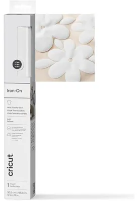 Produktbild von Cricut Puff Iron-On, Hitzebeständige Vinylrolle, Weiß, Einfarbig, Matte, Maschinenwäsche, 305 mm