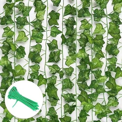 Immagine prodotto di Ghirlanda di edera artificiale, 12 pezzi, con fascette in nylon, per matrimoni, cucina, giardino, feste, decorazioni murali