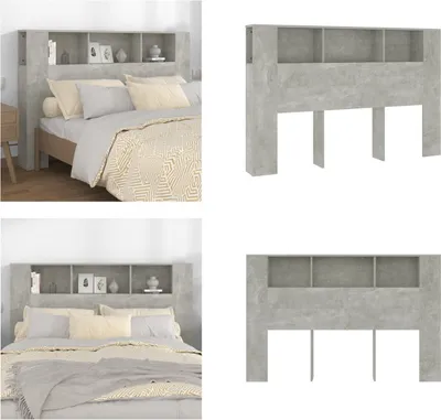 Obrázok produktu pre vidaXL Čelo postele s policami betónová sivá 160x18,5x104,5 cm - Skrinka na čelo postele - Skrinky na čelo postele - Skrinka na čelo postele