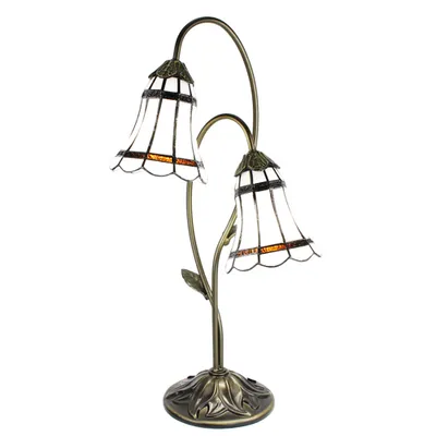 Produktbild von Clayre & Eef Tiffany Tischlampe 61 cm Braun Weiß Polyresin