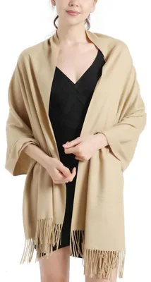 Immagine prodotto di Stola e sciarpa Pashmina da donna, tessuti morbidi, 70 x 200 cm, color kaki